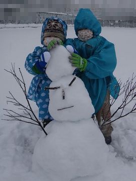 念願の雪だるま