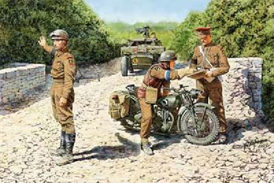 1/35 英・トライアンフ オートバイ3HW型+英兵3体&バイク2台【ブロンコ35035】