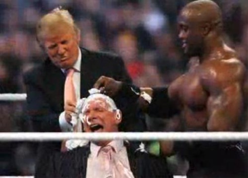 WWEの噂・裏技・裏話_髪を剃られるビンス・マクマホン