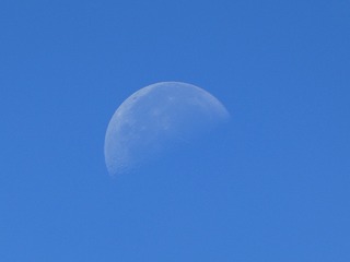 秋空と下弦の月