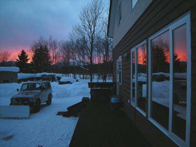 北海道の冬の夕日