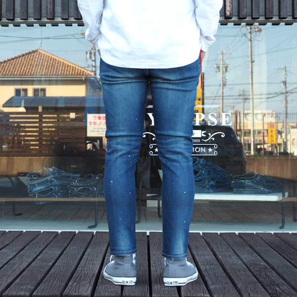 MR.OLIVE] スーパーストレッチインディゴデニム ダメージアンクル