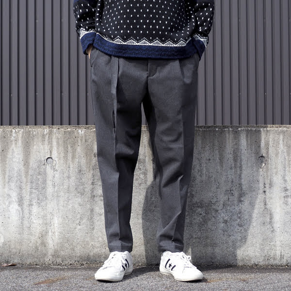 MR.OLIVE] THERMO LITE STRETCH TWILL / BELTED WIDE TAPERED PANTS 