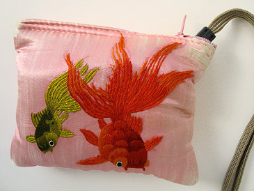 中国刺繍サテンポーチ(S)
