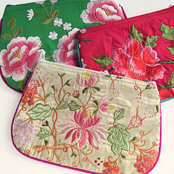 中国刺繍サテンポーチ(R)