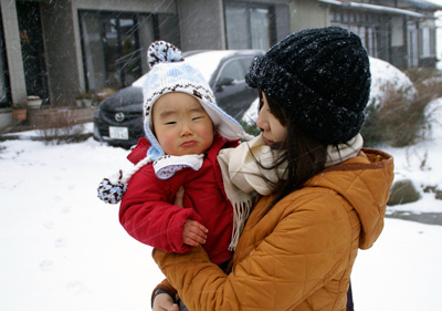 雪の中