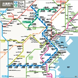 市営地下鉄のカラーユニバーサルデザイン案内図