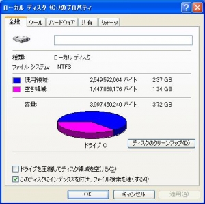 ASUS Eee PC・EeePC901のCドライブの空き状況