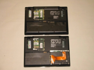 ASUS S101H HDDモデル SSD HDD 両モデル のハッチを開けた比較図