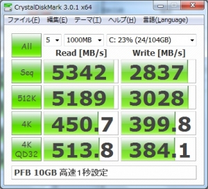 ディスク交換 ベンチマーク インテル 330 Series SSDSC2CT120A3K5 ASUS U24Eに換装