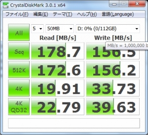 ディスク交換 ベンチマーク インテル 330 Series SSDSC2CT120A3K5 ASUS U24Eに換装