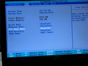 ディスク交換 ベンチマーク インテル 330 Series SSDSC2CT120A3K5 Acer Aspire One 722 AO722-CM303に換装 BIOS