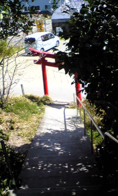 弁天山から鳥居を見下ろす