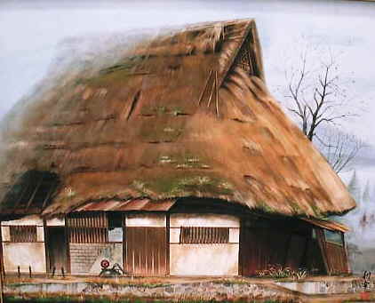 朝もやの廃屋