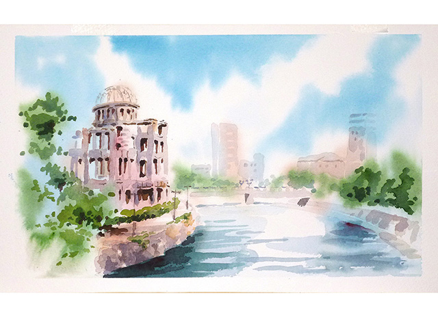 原爆ドームの水彩画