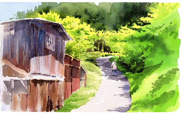 冬の田舎の家 水彩画(非印刷物） 注文制作します 水彩画原画 秋の棚田（＃433) | iichi 日々の