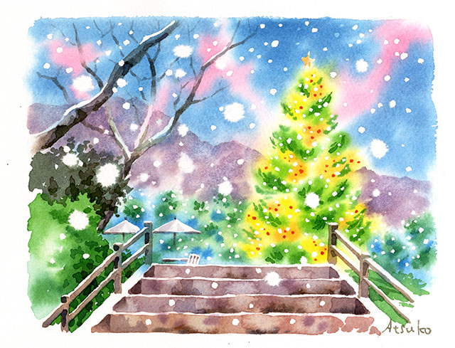 冬 | うさこの透明水彩画