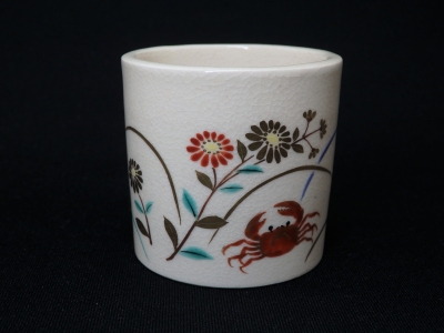 掛軸 西部文浄 蟹 菊 茶掛 木箱 画賛 カニ キク 横物 くりのぼう様専用】掛軸 西部文浄 蟹 菊 茶掛 木箱 画賛 カニ