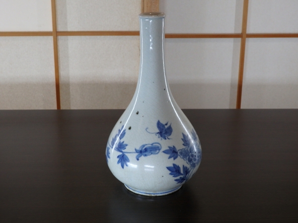 李朝 白磁鶴首花生