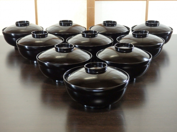 輪島塗 源氏蒔絵（画）黒煮物椀 10客 | 坂井春明堂
