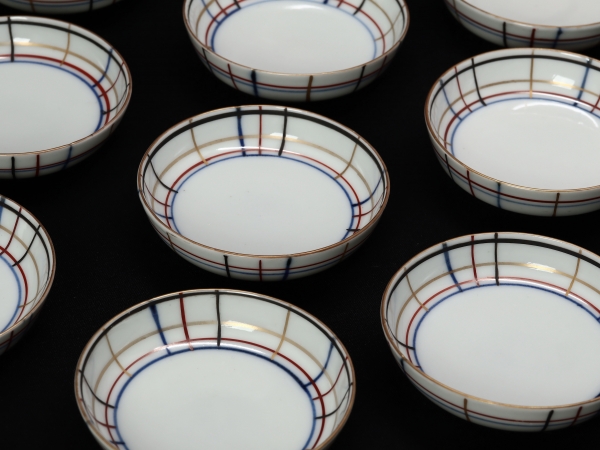 初代矢口永寿　格子小皿　皿　銘々皿　うつわ　食器　日本料理　和食　和の器　器
