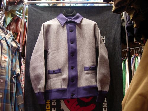 ヘラーズカフェ、グレー／ネイビースウェットカーディガン