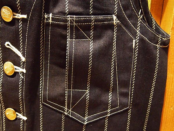 DAPPER'S ブラックロープ ウォバッシュ ストライプ ワークベスト ダッパーズ、ウォバッシュ”ロープ”ストライプのベスト、入荷中