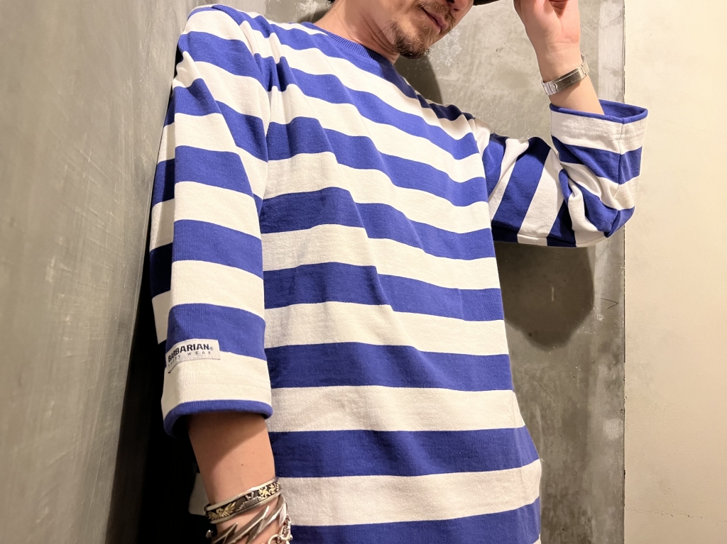 JUNKYSTYLE X BARBARIAN BORDER TEE XL 限定 JUNKYSTYLE×BARBARIAN【12oz. 3/4 SLEEVE BORDER TEE】 | JUNKY