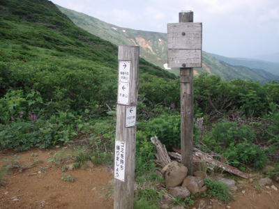 笊森山方面の分岐