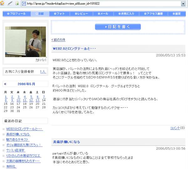 GREEの表示
