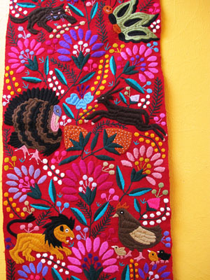 メキシコ　刺繍　タペストリー