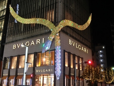 BVLGARI ブルガリ 銀座タワー イルミネーション 2017 蛇