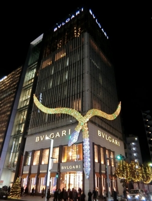 BVLGARI ブルガリ 銀座タワー イルミネーション 2017 ヘビ