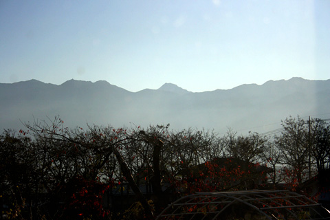 植月邸から眺める南アルプス(中央に北岳)