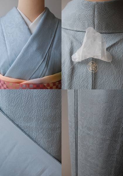 白藍色の色無地と菱形市松の帯 #kimono #着物 | ちぇらうなぼるた雑記帳