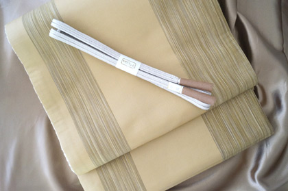 【美品】織編 大帷 短丈 袷／白橡（しろつるばみ）　Sサイズ 美品】織編 大帷 短丈 袷／白橡（しろつるばみ） Sサイズ