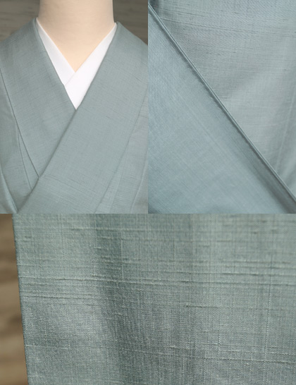 袷】水浅葱色無地紬とマルチカラー髭綴れなごや帯 #kimono #着物 | ち