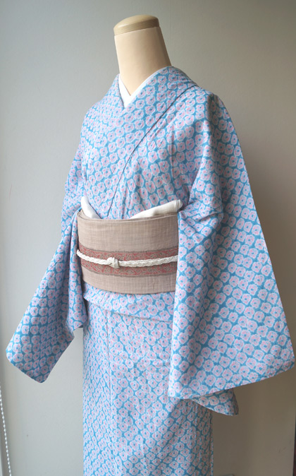 浴衣】蜘蛛絞り文浴衣と更紗柄本麻袋帯 #kimono #着物 | ちぇら