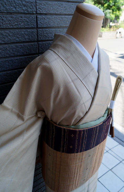袷】シンプルお洒落な横縞のしゅうさん紬 #kimono #着物 | ちぇ