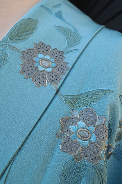 袷】すわとう刺繍附け下げと螺鈿箔袋帯 #kimono #着物 | ちぇら