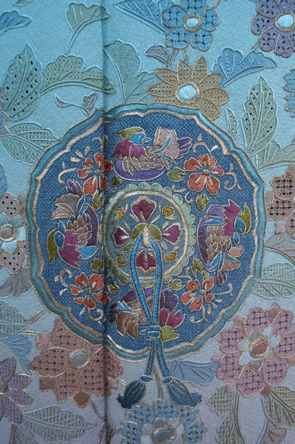 袷】すわとう刺繍附け下げと螺鈿箔袋帯 #kimono #着物 | ちぇらうな