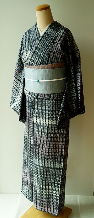 単衣】板締め絞りの紬と玉節の半幅帯 #着物 #きもの #kimono | ちぇら