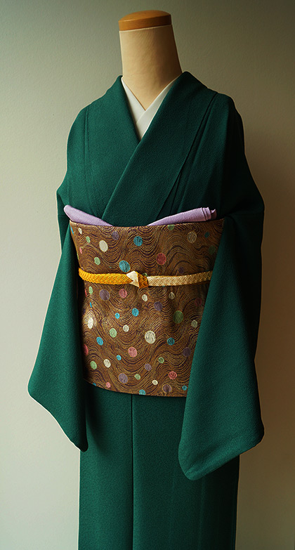 袷】ボトルグリーンの色無地 #着物 #キモノ #kimono | ちぇらうなぼる 