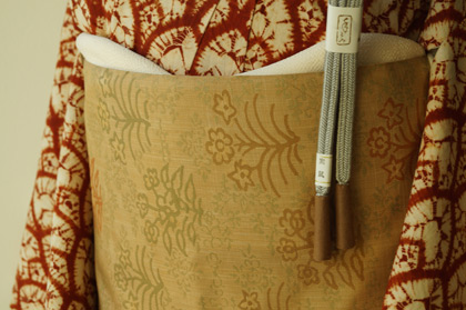 しずえ❣️高級紬訪問着と波模様の帯セット＆バックお纏め 袷】茜染めの紬に合わせた帯2種 | ちぇらうなぼるた雑記帳