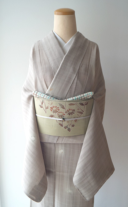 暮らしに便利なアイテム 紗紬名古屋帯麻風作家もの花 着物・浴衣