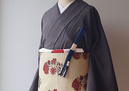 洒落袋帯 真綿紬 ろうけつ染め 正絹 AO-3197 洛陽織物】 正絹西陣織袋帯 真綿紬 本焼箔 ≪御仕立て上がり