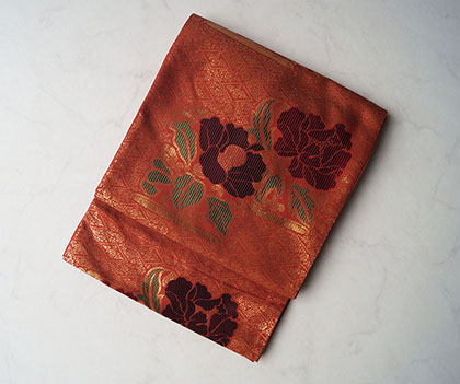 蔦葡萄　袋帯 袋帯 美品 名品 じゅらく 落款 葡萄 松 金糸 箔 灰紫 六通 正絹
