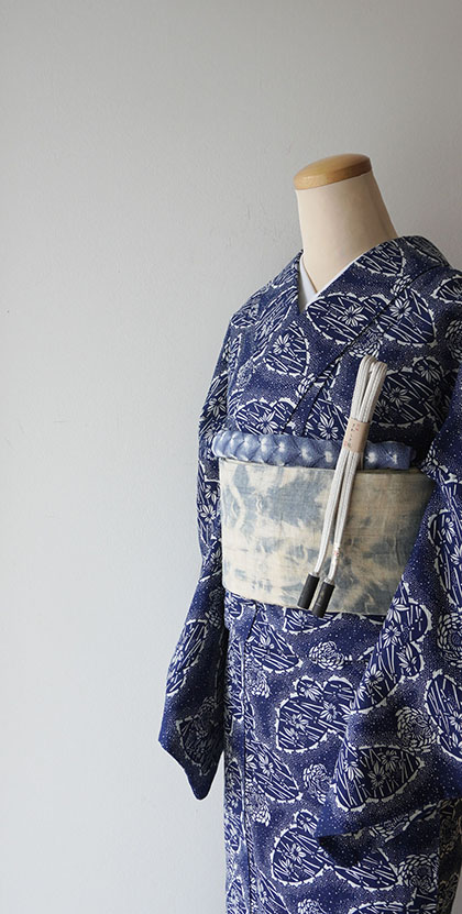 予告】2023年7月6日木曜日③初山一之助作 の 蝶々文 の 長板藍染 の 綿