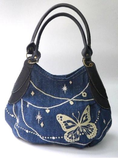 『蝶の首飾り刺繍』ギャザートートバッグ