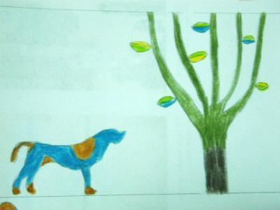 犬と木のイラスト